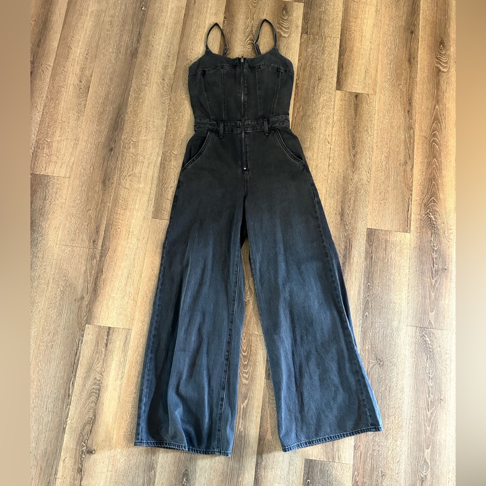 Free People Levi's Bustier Jumpsuit Dark Gray Wide-Leg Overalls